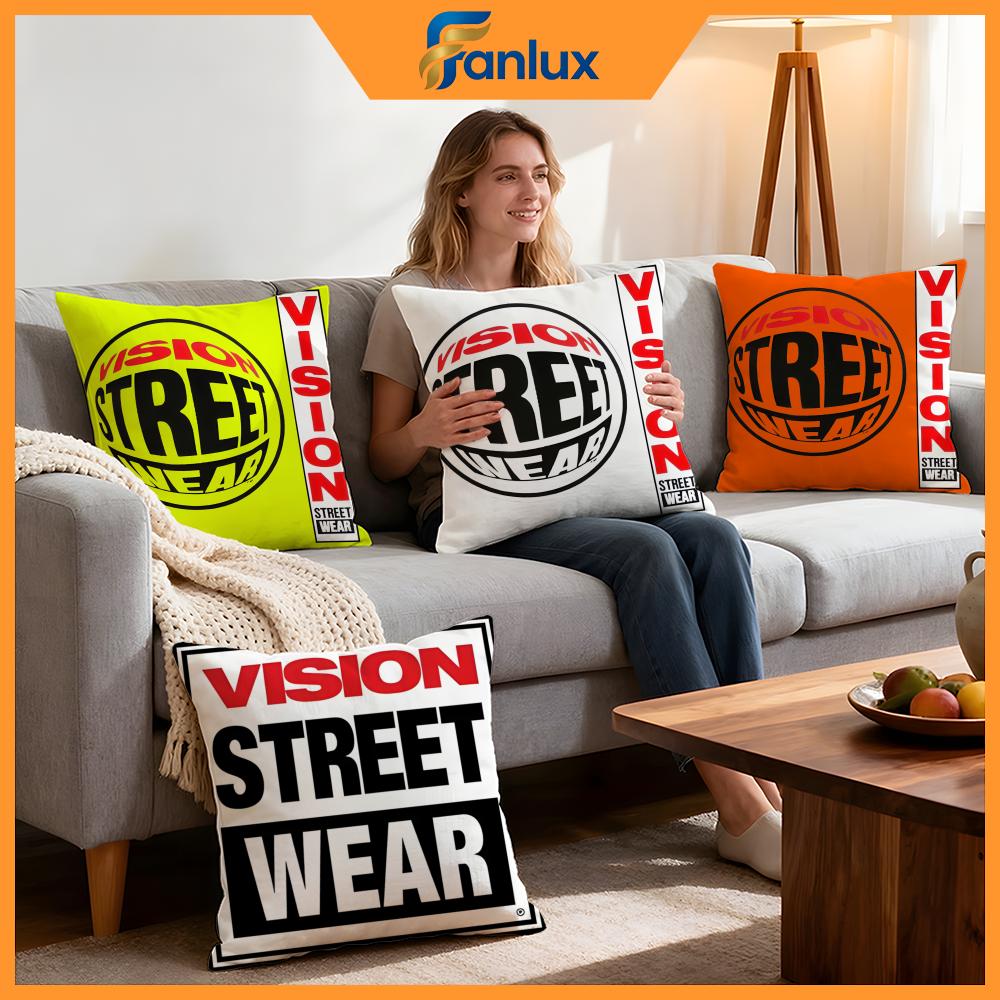 Vision Streetwear Brand - แบรนด์วิชั่น สตรีทแวร์ปลอกหมอนอิง 4 ชิ้น ปลอกหมอนอิงตกแต่ง ปลอกหมอนอิงนุ่มสำหรับโซฟา