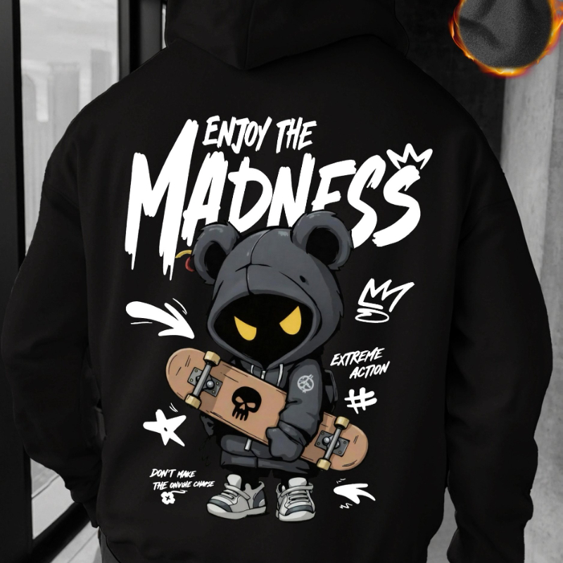 Streetwear Outfit Brand - เสื้อฮู้ดดี้โอเวอร์ไซส์ลายหมีแบรนด์หรูรุ่นใหม่ปี 2026 สำหรับผู้ชายและผู้หญิง เนื้อผ้านุ่ม สไตล์สตรีทแวร์ ใส่ได้ทุกวัน