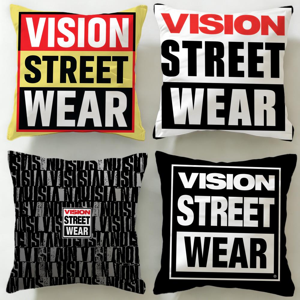 Vision Streetwear Brand - ปลอกหมอนอิงแบรนด์คลาสสิคสเก็ต วิชั่น สตรีทแวร์ นุ่มสบายและซักง่าย – ใช้งานได้หลากหลายสำหรับโซฟา