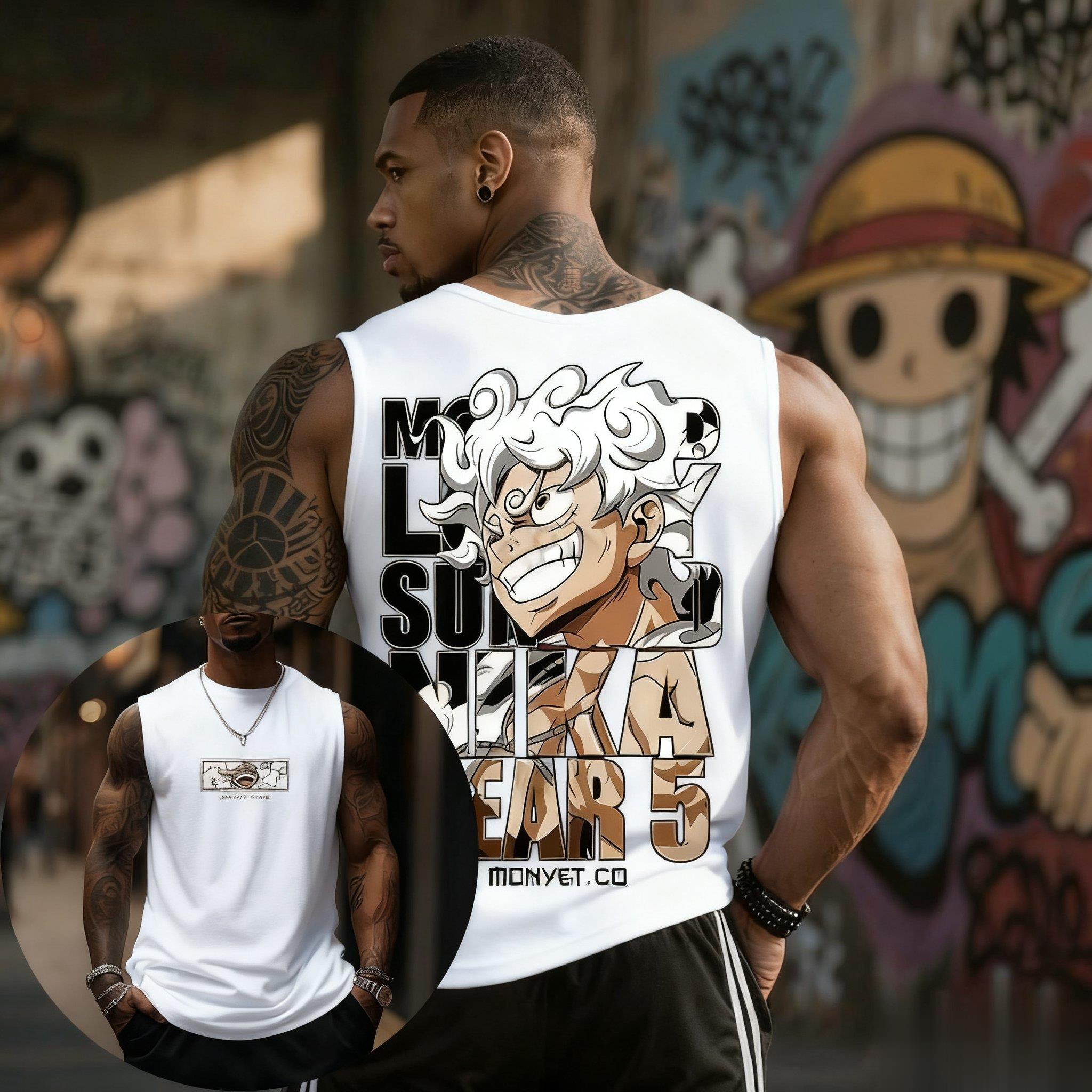 Streetwear Brand In Japan - เสื้อกล้ามวันพีซ ลูฟี่ เกียร์ 5 สำหรับผู้ชาย ผ้าฝ้าย