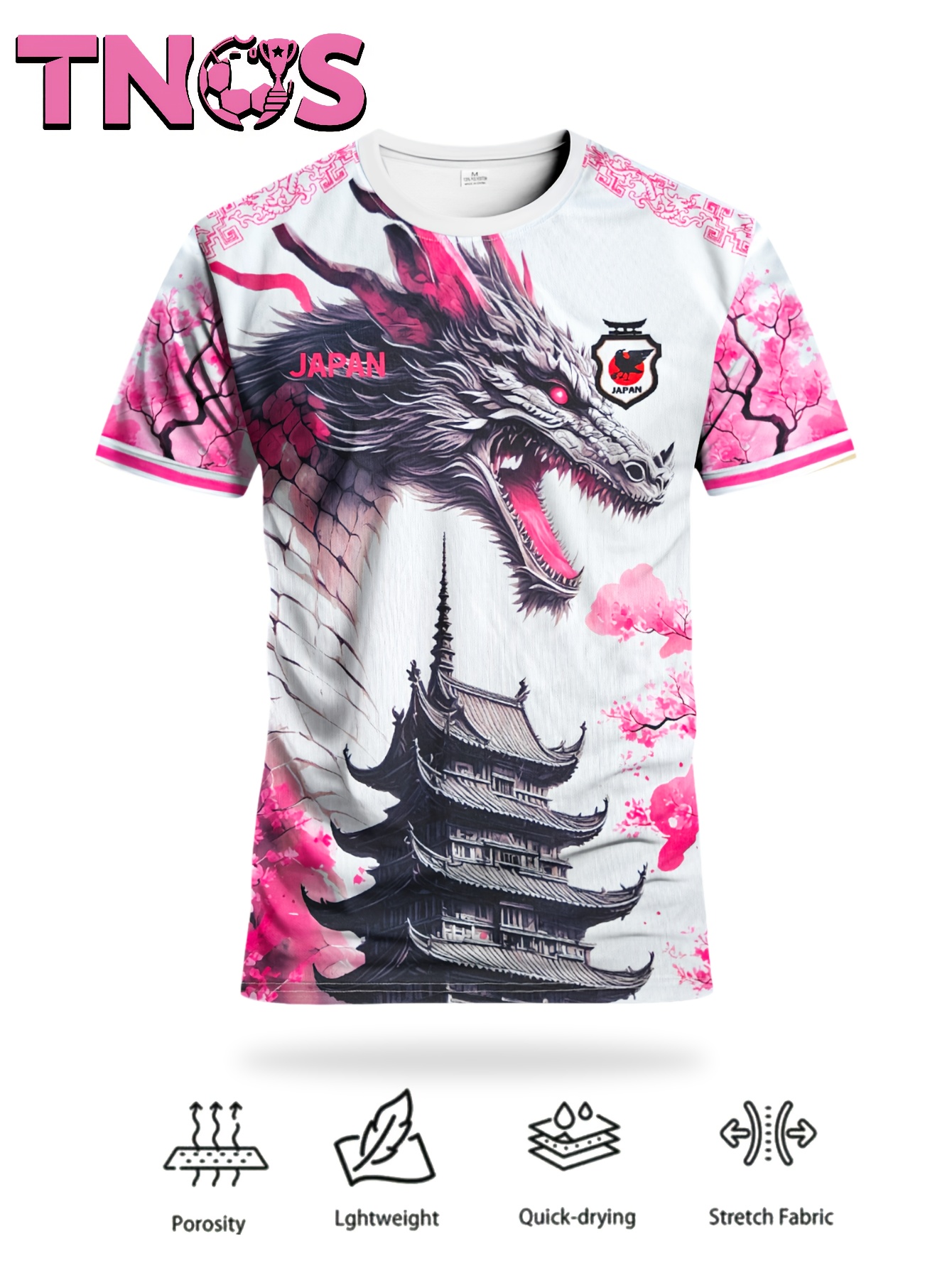 Streetwear Brand In Japan - เสื้อฟุตบอลแบรนด์ TNOS Sport จากญี่ปุ่น ลายมังกรซากุระ แห้งเร็ว