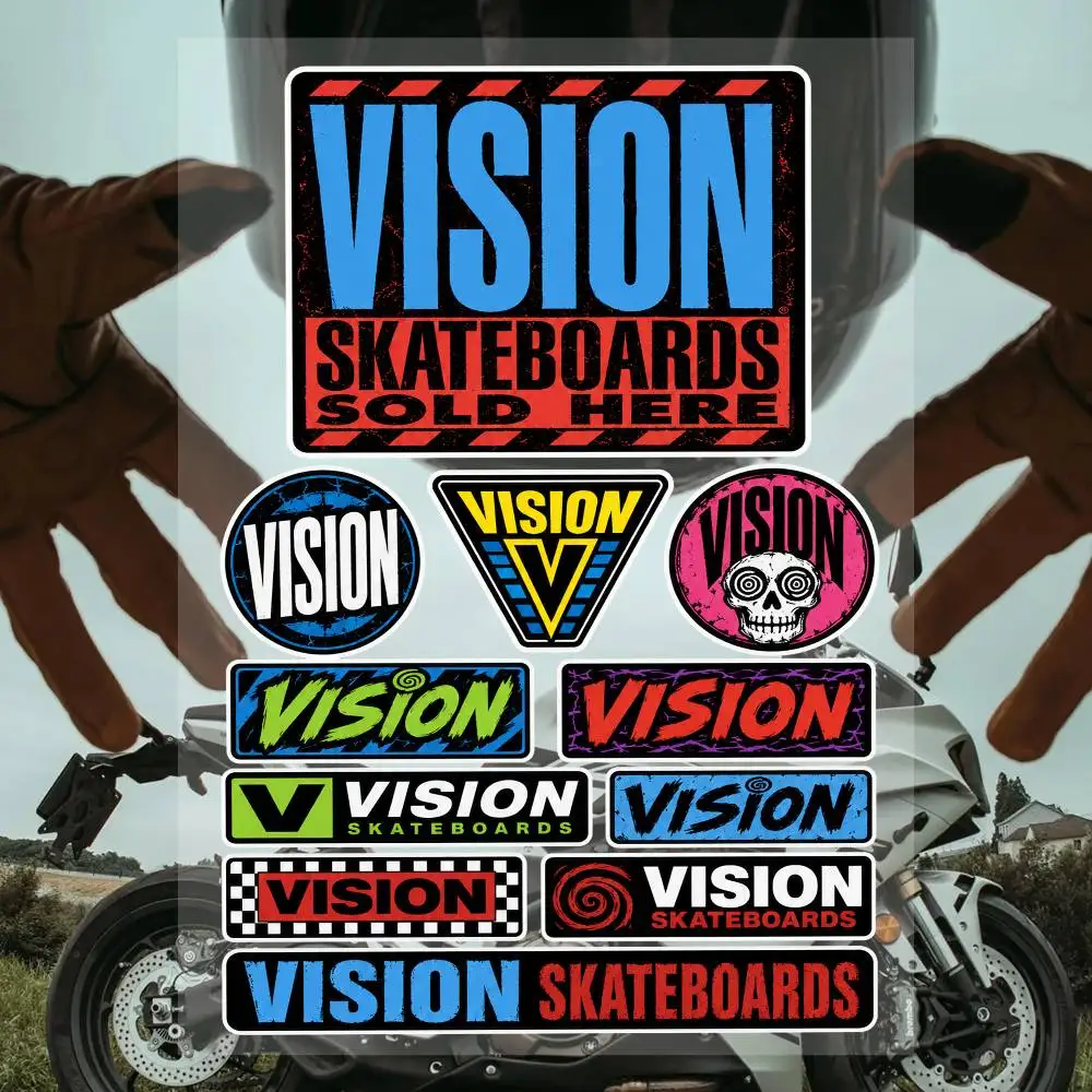 Vision Streetwear Brand - วิชั่น สกาส-เทโบอาส-อาร์ดส์ ชุดสติกเกอร์แบรนด์สตรีทแวร์ สติกเกอร์ไวนิลกันน้ำ สำหรับแล็ปท็อป หมวกกันน็อค