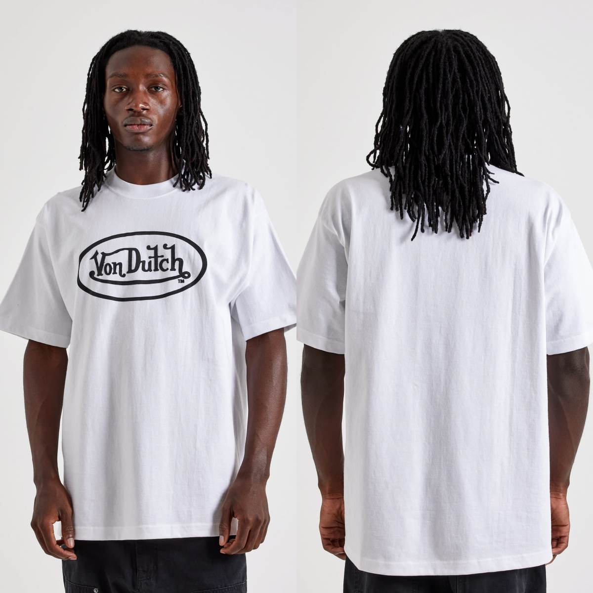 Streetwear Brands Logo - เสื้อยืดลายกราฟิกแบรนด์ Von Street สีขาว โลโก้โดดเด่น ผ้าฝ้าย