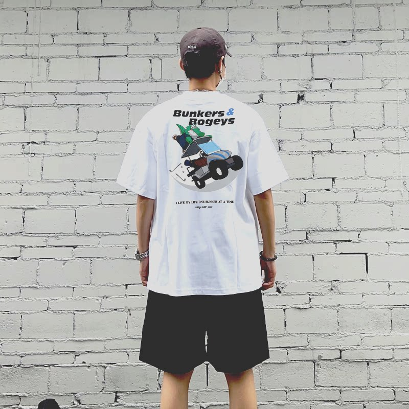 เสื้อยืดลายการ์ตูนจระเข้บนรถกอ - Streetwear Brand Golf บทวิจารณ์และราคา